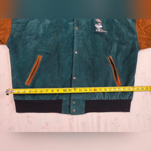Vintage 1993 Looney Tunes Leather Suede Varsity Jacket XL - Picture 13 of 15